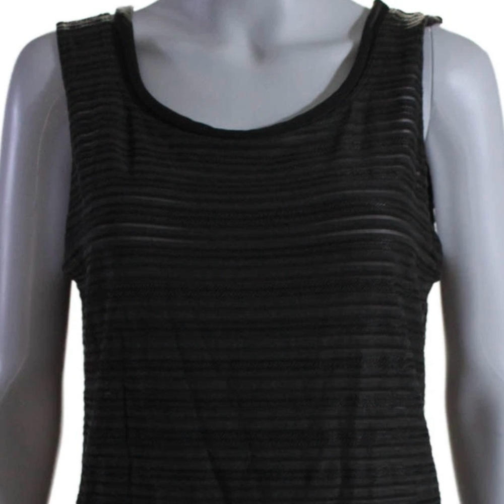 Armani Collezioni Dark Brown Sheer Striped Sleeveless Top Size 10 - Picture 6 of 6
